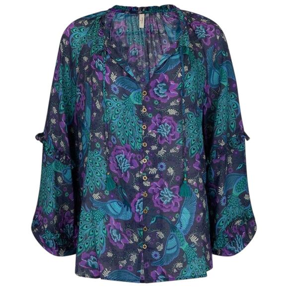 Spell & the Gypsy Bohème Blouse in Baltic Blues Large Bohemian 70s Witchy - Picture 9 of 16